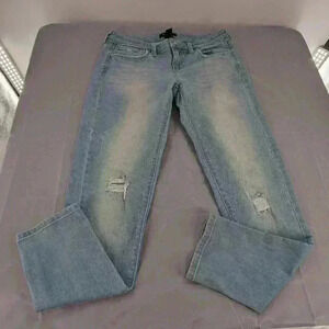 White House Black Market Womens Jeans 2 Blue Denim Girlfriend Distressed
